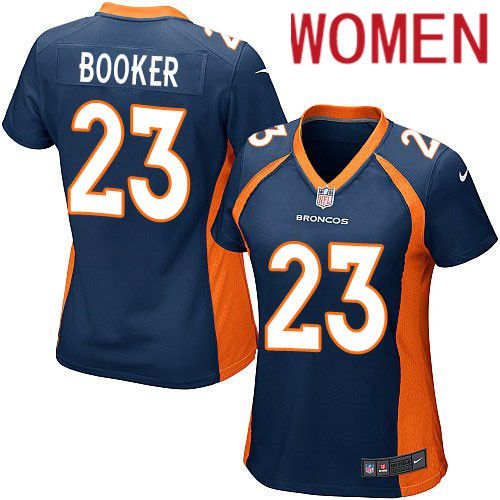 Women Denver Broncos 23 Devontae Booker Nike Navy Game NFL Jersey